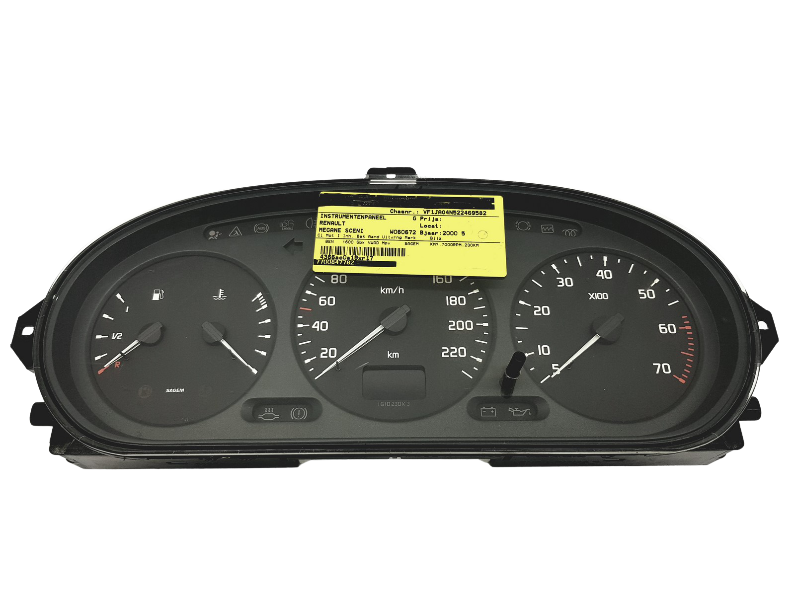 Tacho Kombiinstrument Renault Megane 1 Scenic 1 7700847782 G 49550 main product photo