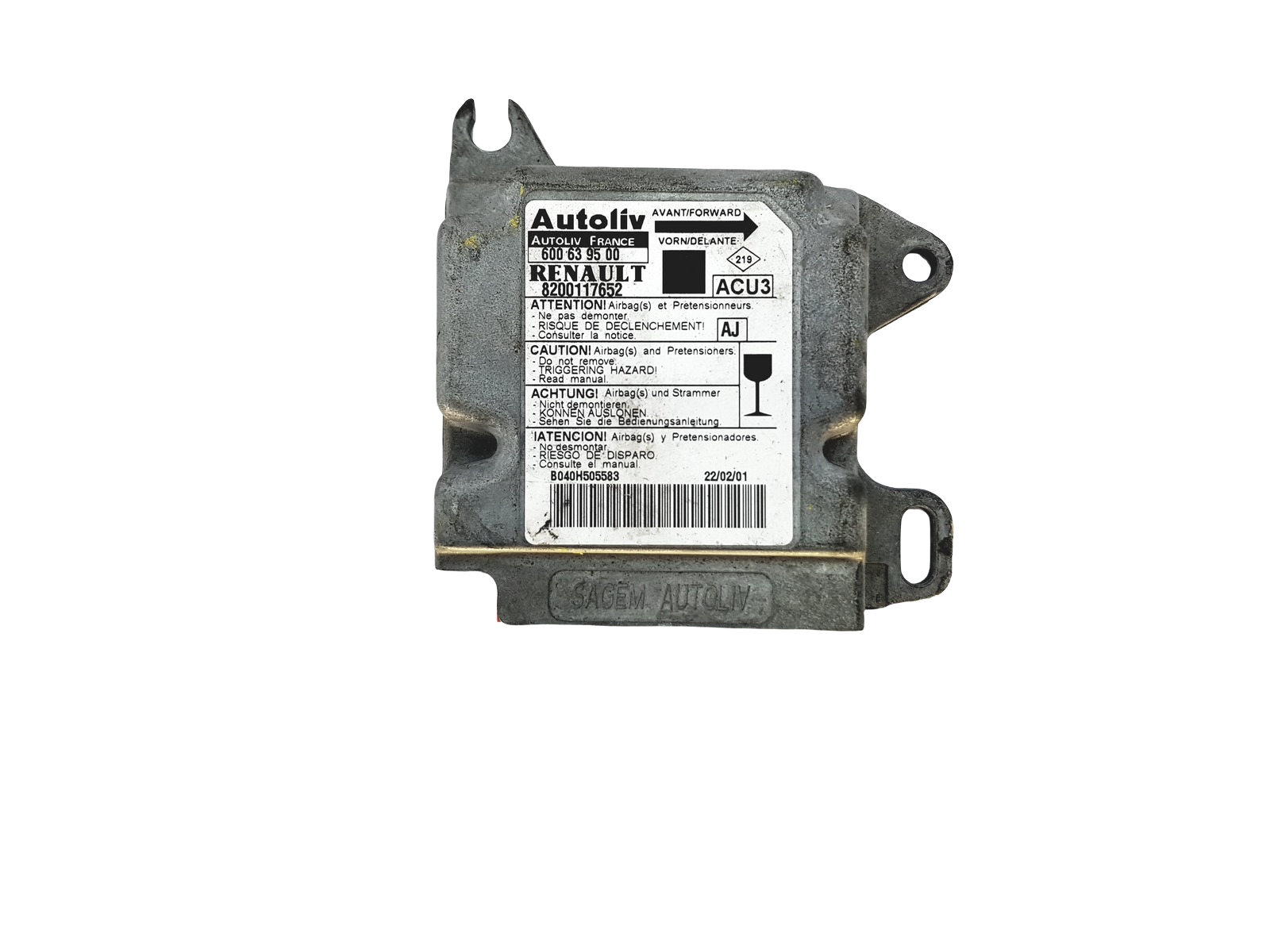 Steuergerät Moduł 8200117652 600639500 Renault Autoliv main product photo