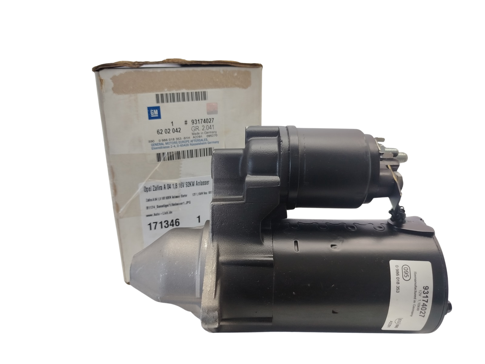 Anlasser Starter Neues Original Opel 93174027 0986017353 Bosch main product photo