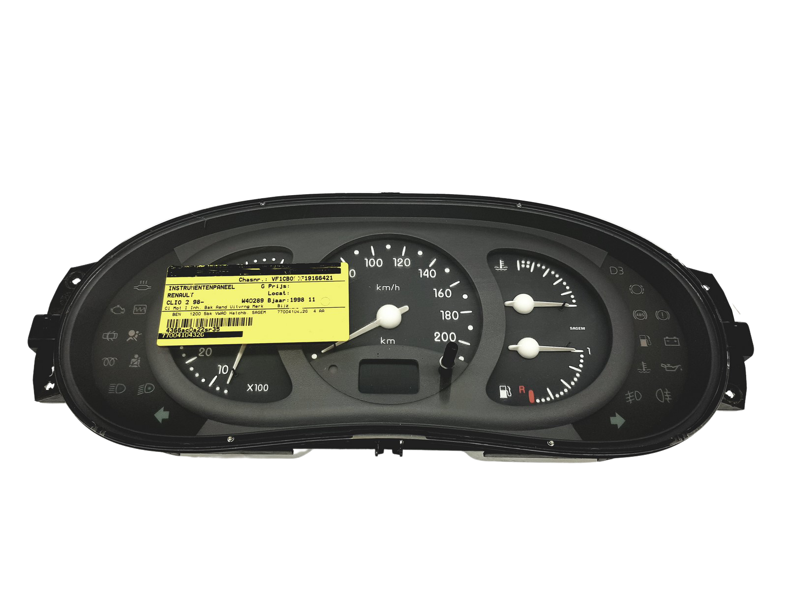 Tacho Kombiinstrument Renault Clio 2 7700410432 G 49547 main product photo
