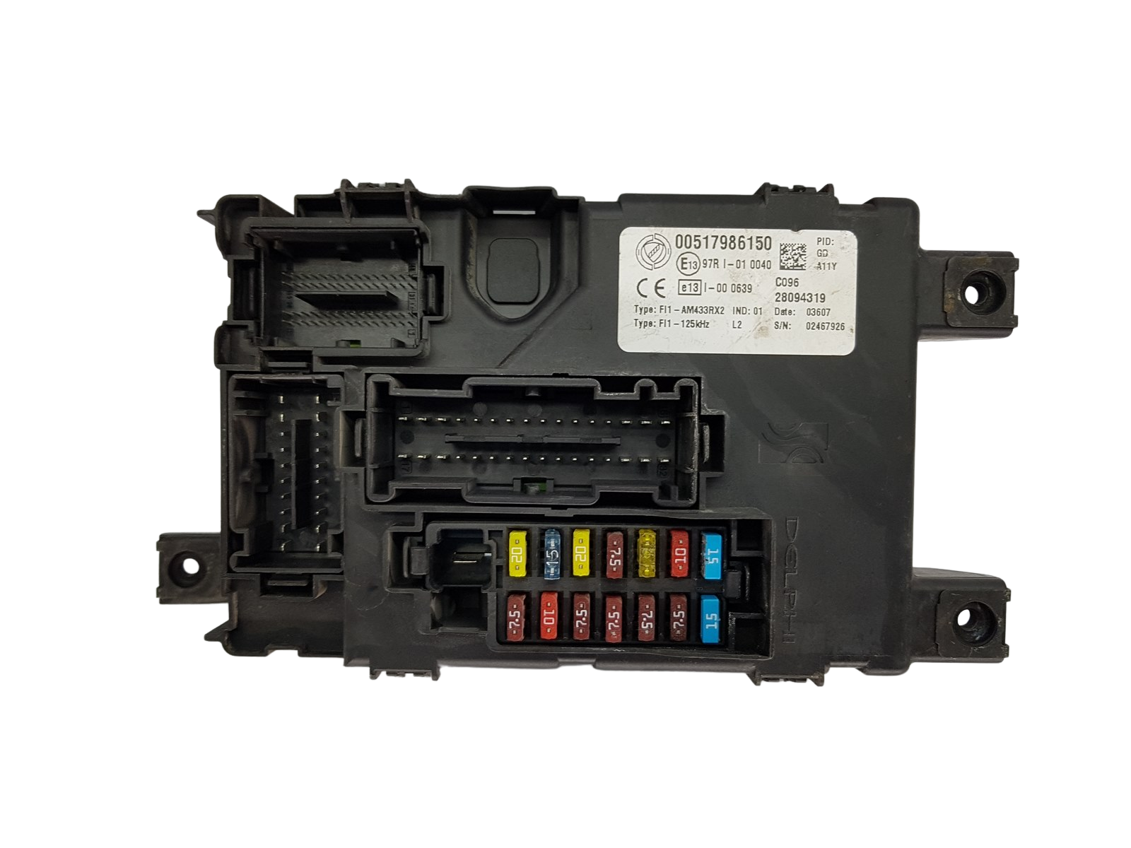 Sicherungskasten Relaiskasten Fiat 00517986150 28094319 97RI-010040 Delphi 9700 main product photo