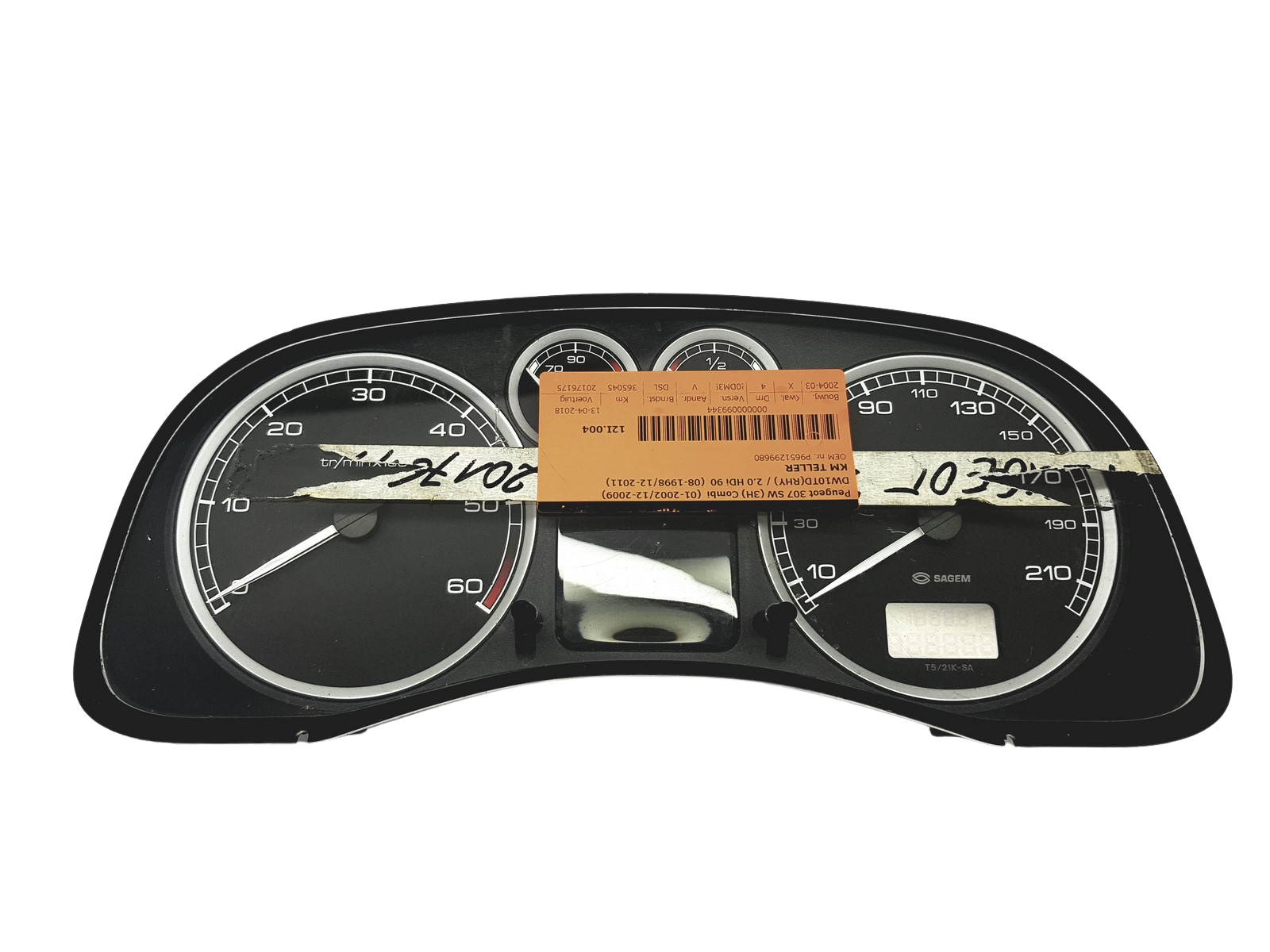 Tacho Kombiinstrument Peugeot 307 9651299680 E 01 53200 main product photo