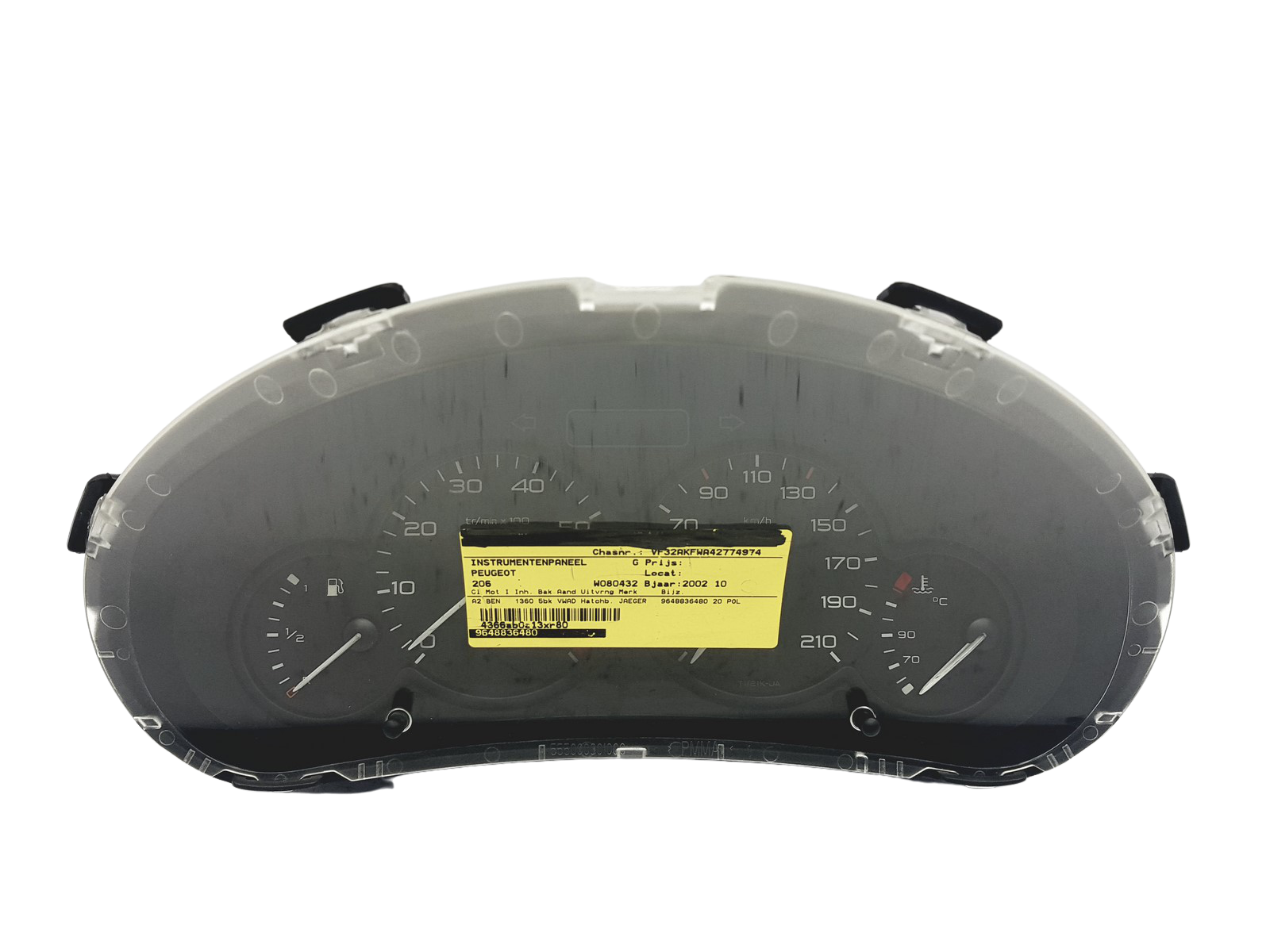 Tacho Kombiinstrument Peugeot 206 9648836480 49200 main product photo
