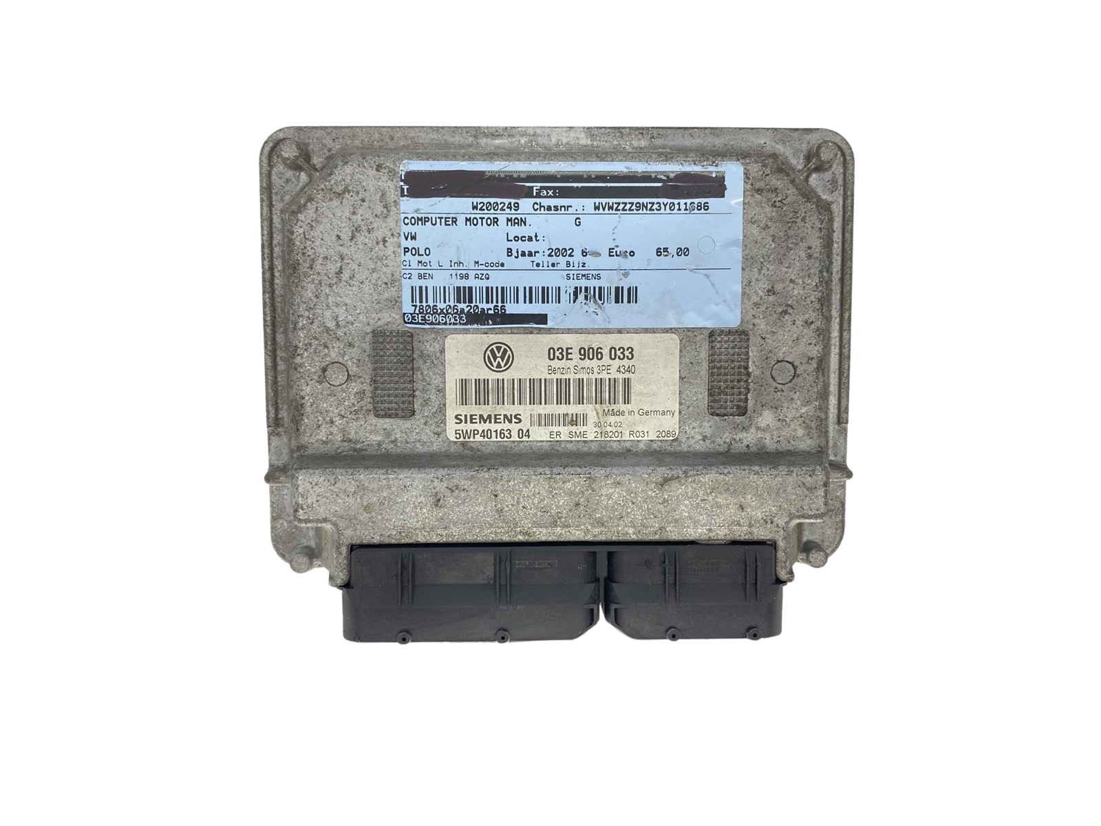 Steuergerät 03E906033 5WP40163 04 VW Siemens 56978 main product photo
