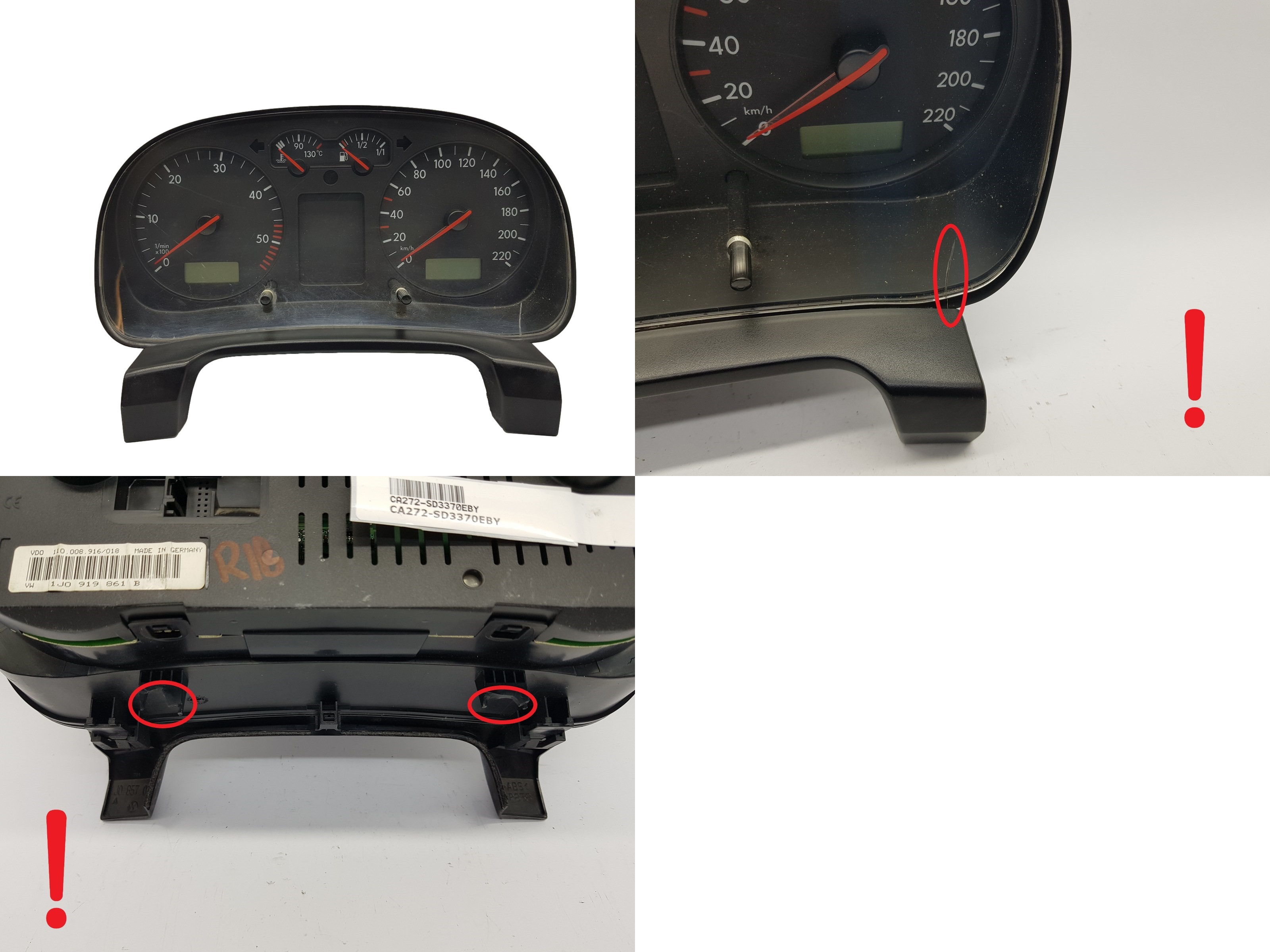 Tacho Kombiinstrument VW Golf MK4 1J0919861B 3370 main product photo