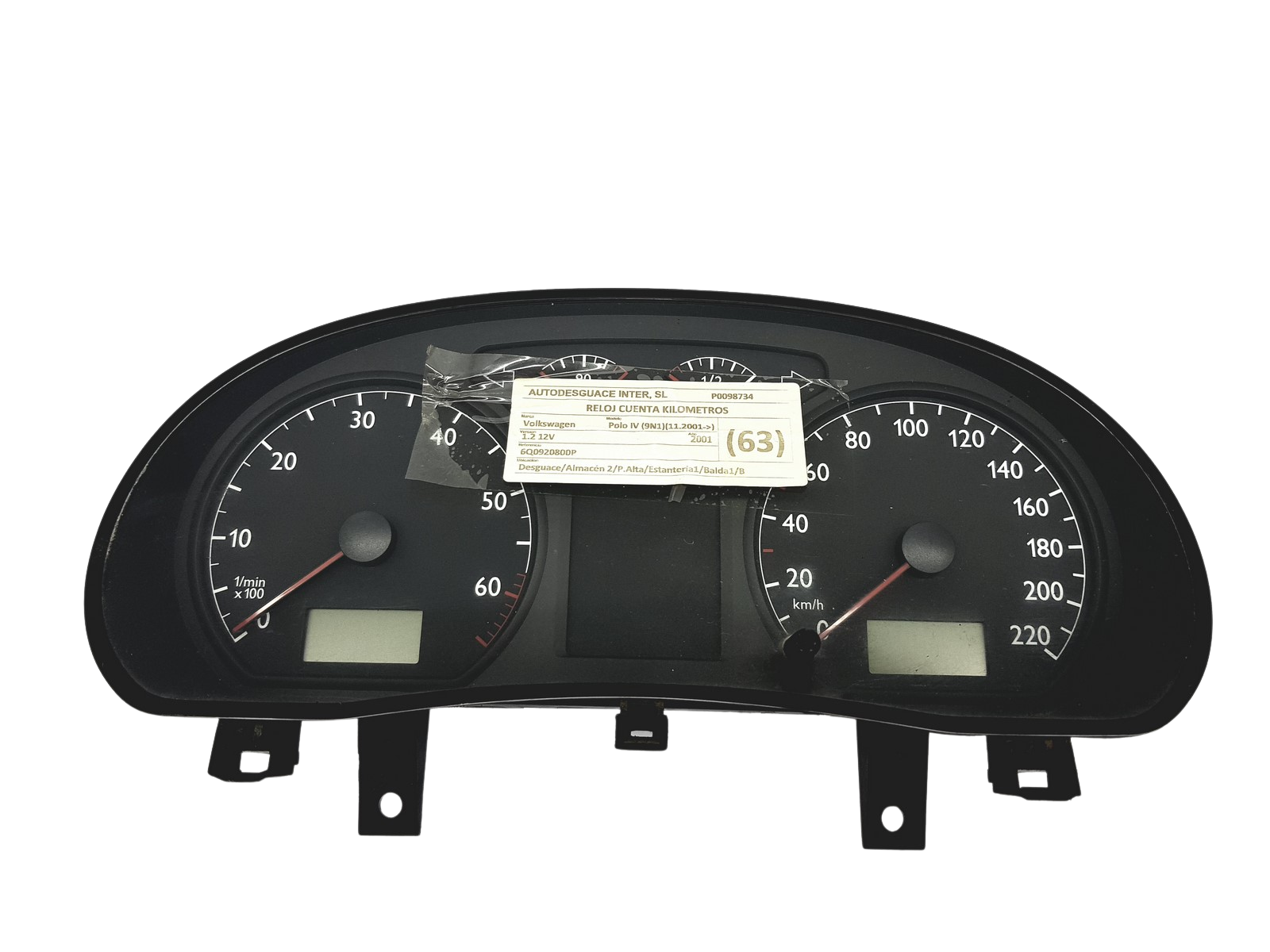 Tacho Kombiinstrument VW Polo 9N 6Q0920800P 110080124023A 57635 main product photo