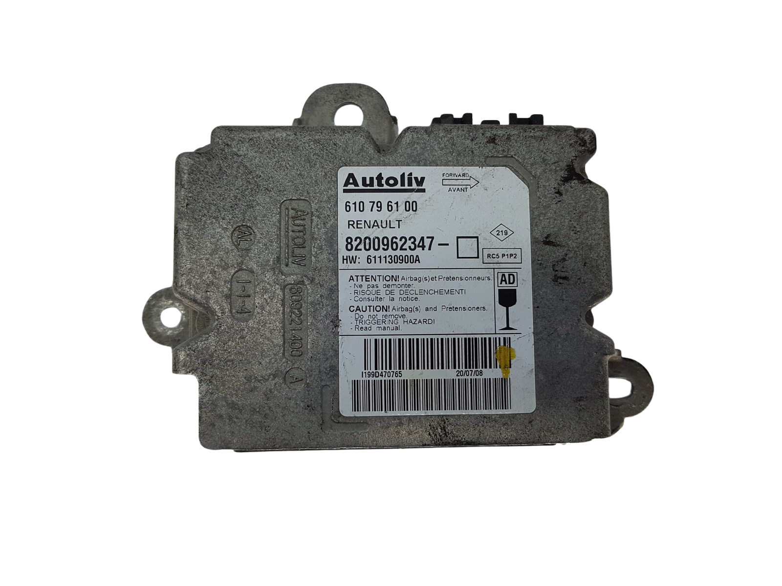Steuergerät Moduł AirBag 8200962347 610796100 Renault Autoliv main product photo