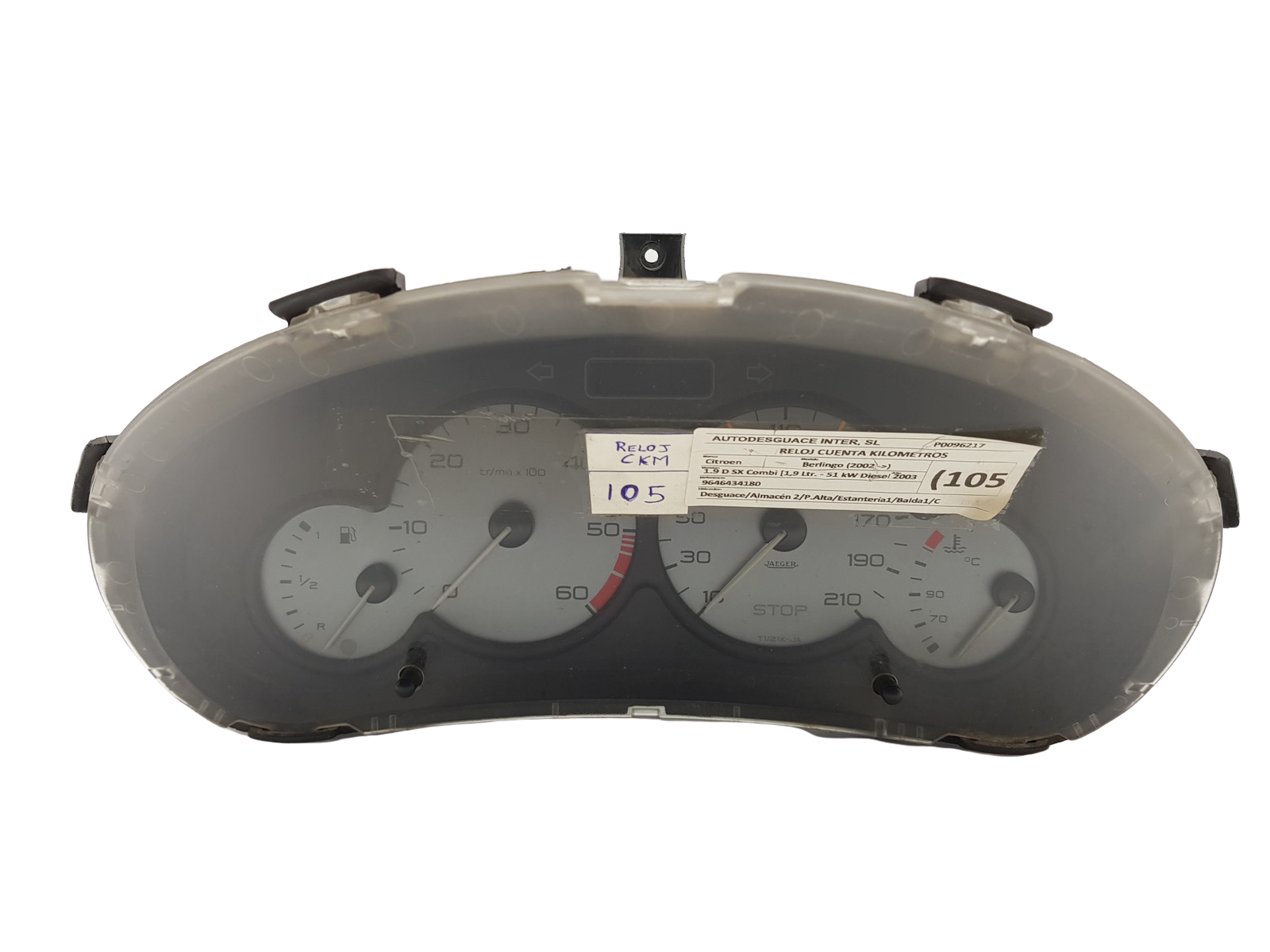 Tacho Kombiinstrument 206 Berlingo 1 9646434180 000707503 PSA 26948 main product photo
