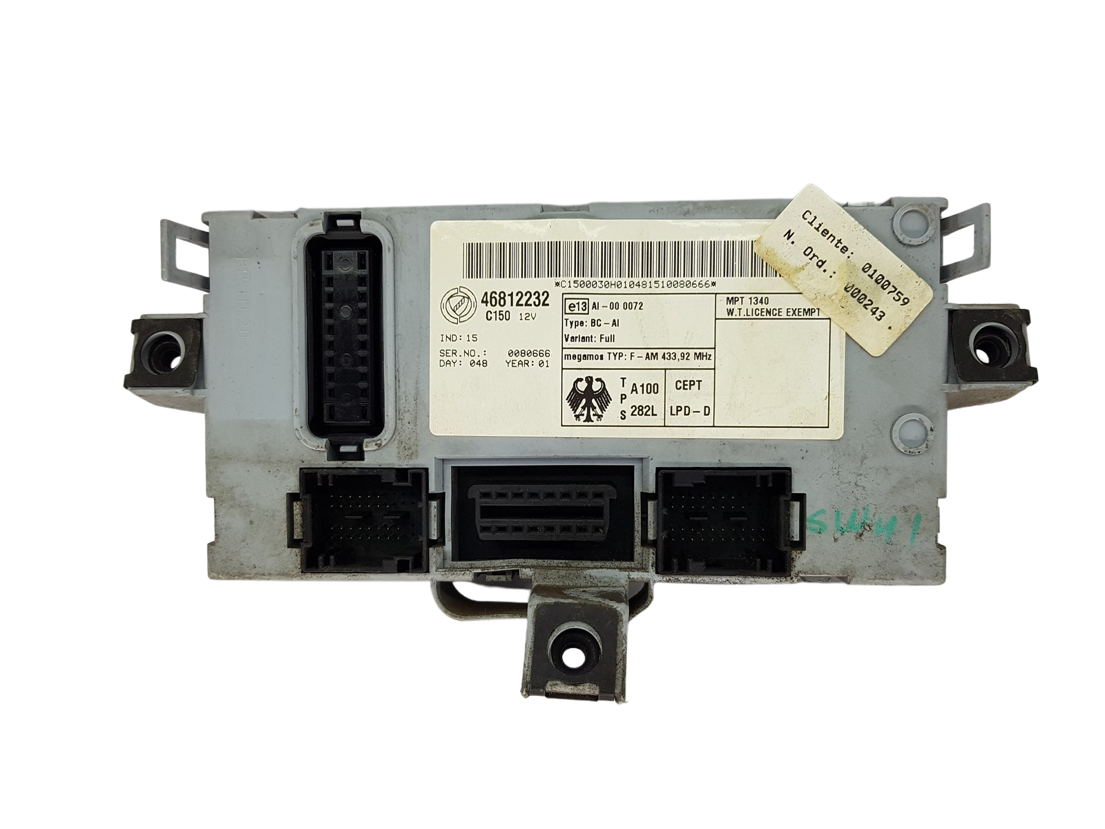 Steuergerät Fiat 46812232 Delphi main product photo
