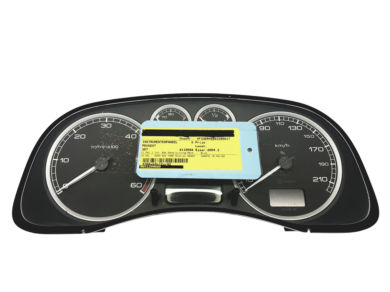 Tacho Kombiinstrument Peugeot 307 9651299680 C 00 49015 main product photo