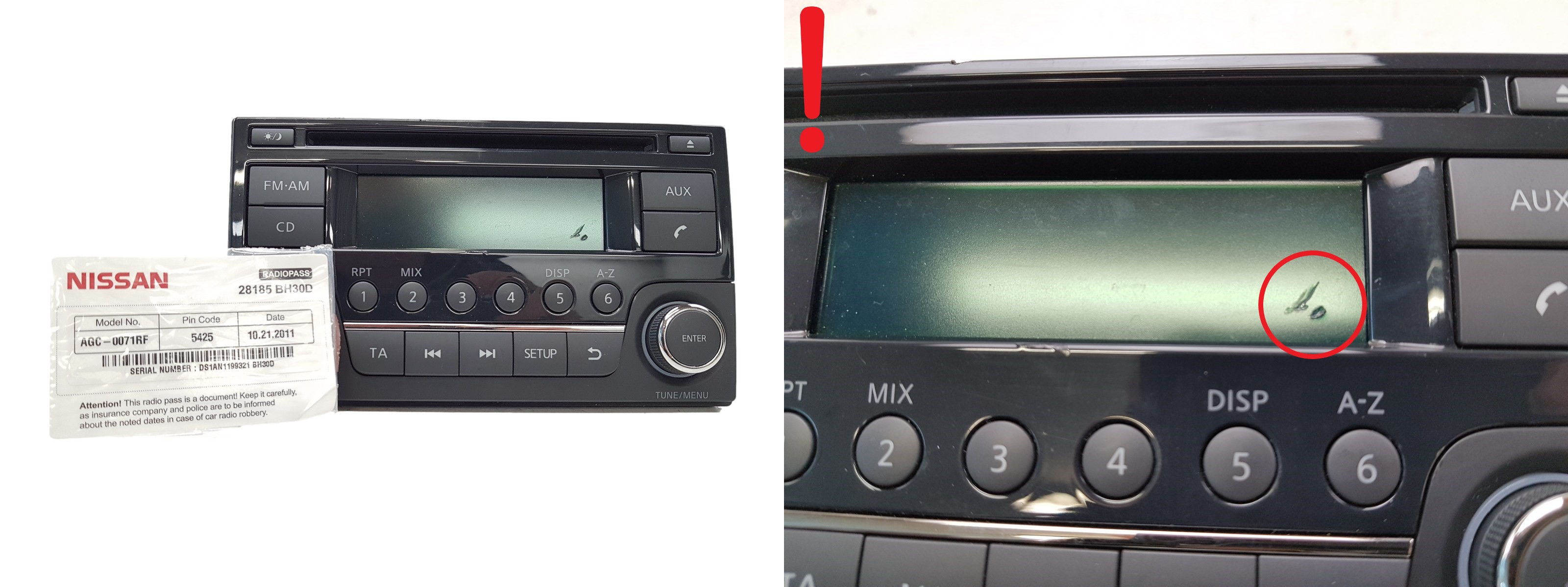 Cd-Radio Nissan Qashqai Navara Juke 28185BH30D AGC-0071RF main product photo
