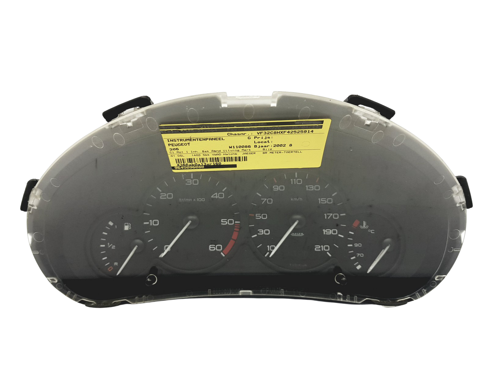 Tacho Kombiinstrument Peugeot 206 9645096080 000640102 49092 main product photo